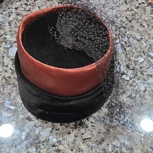 Red and Black Hat with Veil